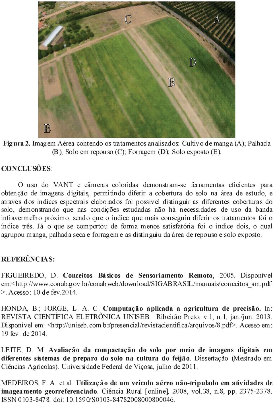 espectrais elaborados foi possível distinguir as diferentes coberturas do solo, demonstrando que nas condições estudadas não há necessidades de uso da banda infravermelho próximo, sendo que o índice