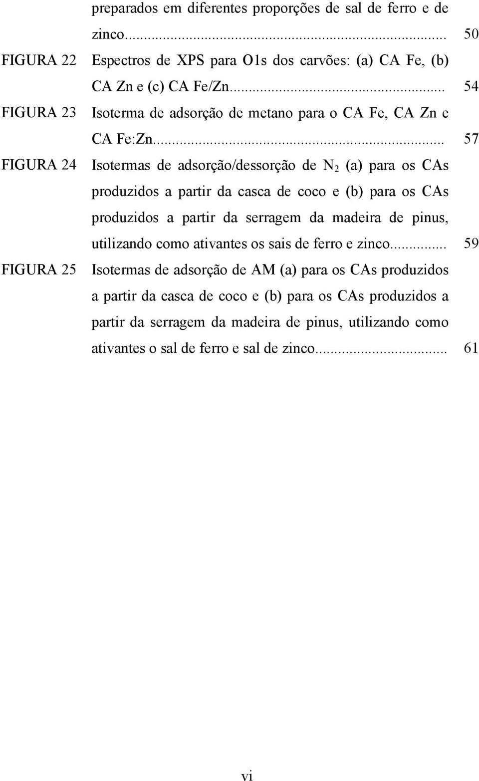 .. 57 FIGURA 24 Isotermas de adsorção/dessorção de N 2 (a) para os CAs produzidos a partir da casca de coco e (b) para os CAs produzidos a partir da serragem da madeira de