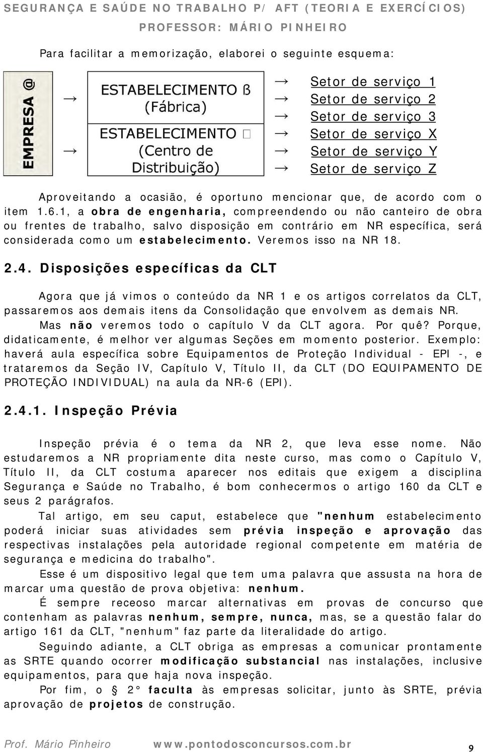 1, a obra de engenharia, compreendendo ou não canteiro de obra ou frentes de trabalho, salvo disposição em contrário em NR específica, será considerada como um estabelecimento. Veremos isso na NR 18.