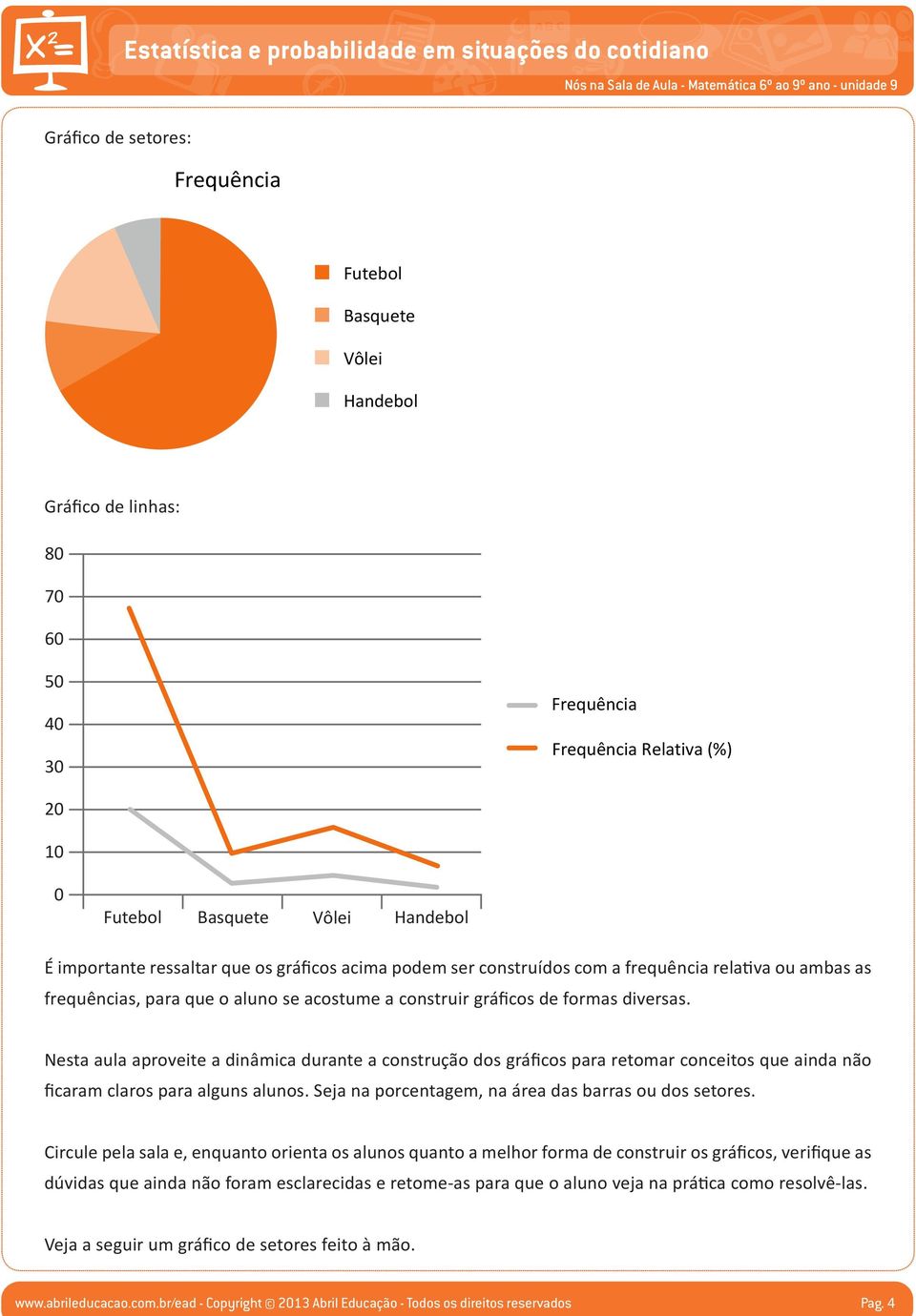 esta aula aproveite a dinâmica durante a construção dos gráficos para retomar conceitos que ainda não ficaram claros para alguns alunos. eja na porcentagem, na área das barras ou dos setores.