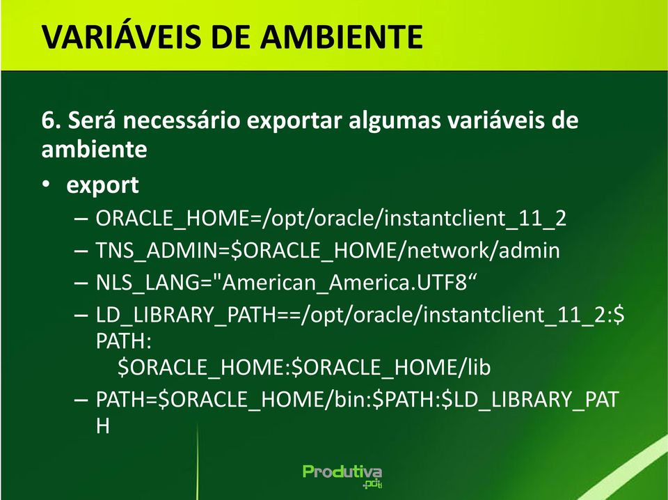 ORACLE_HOME=/opt/oracle/instantclient_11_2 TNS_ADMIN=$ORACLE_HOME/network/admin