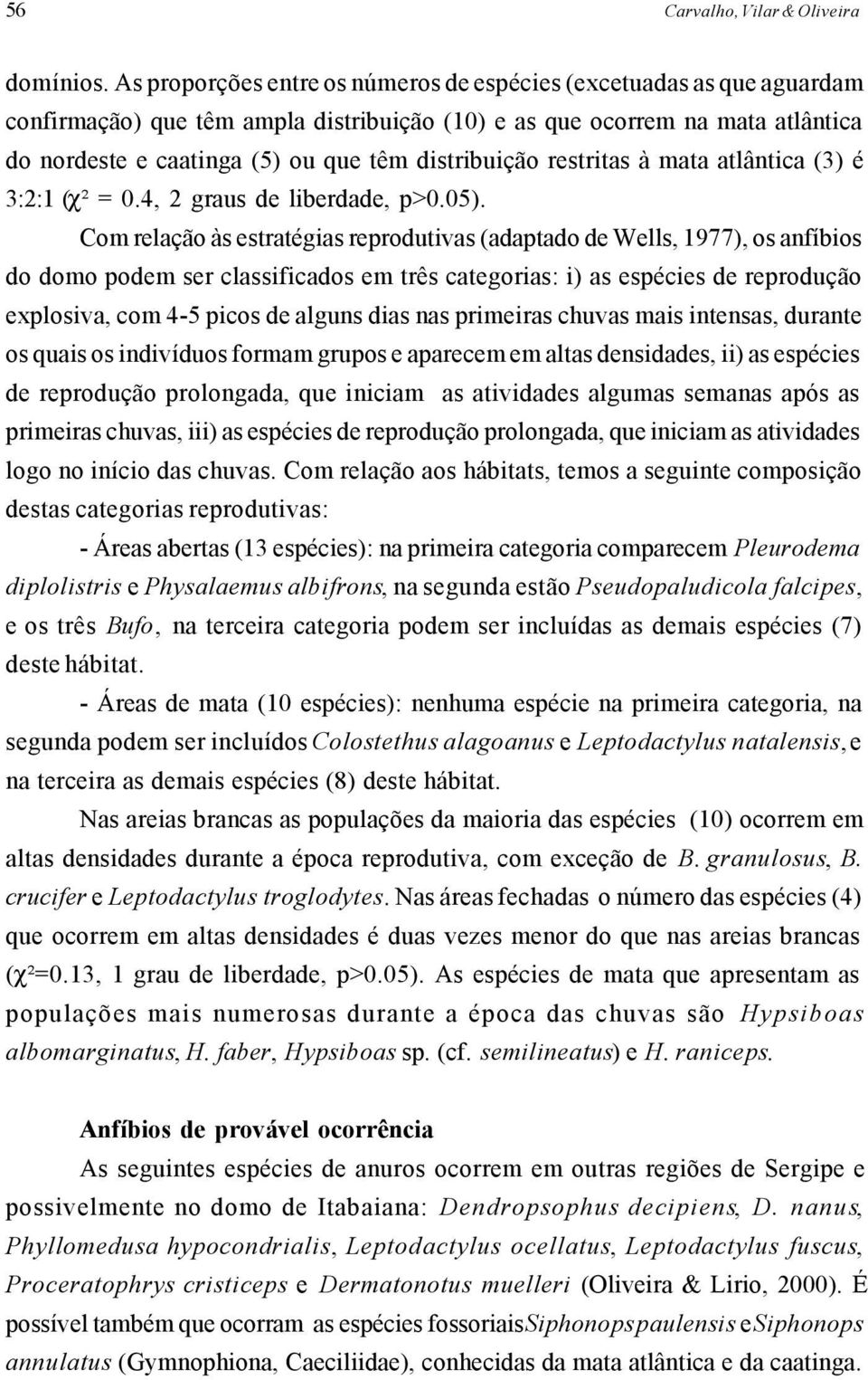 distribuição restritas à mata atlântica (3) é 3:2:1 (χ² = 0.4, 2 graus de liberdade, p>0.05).