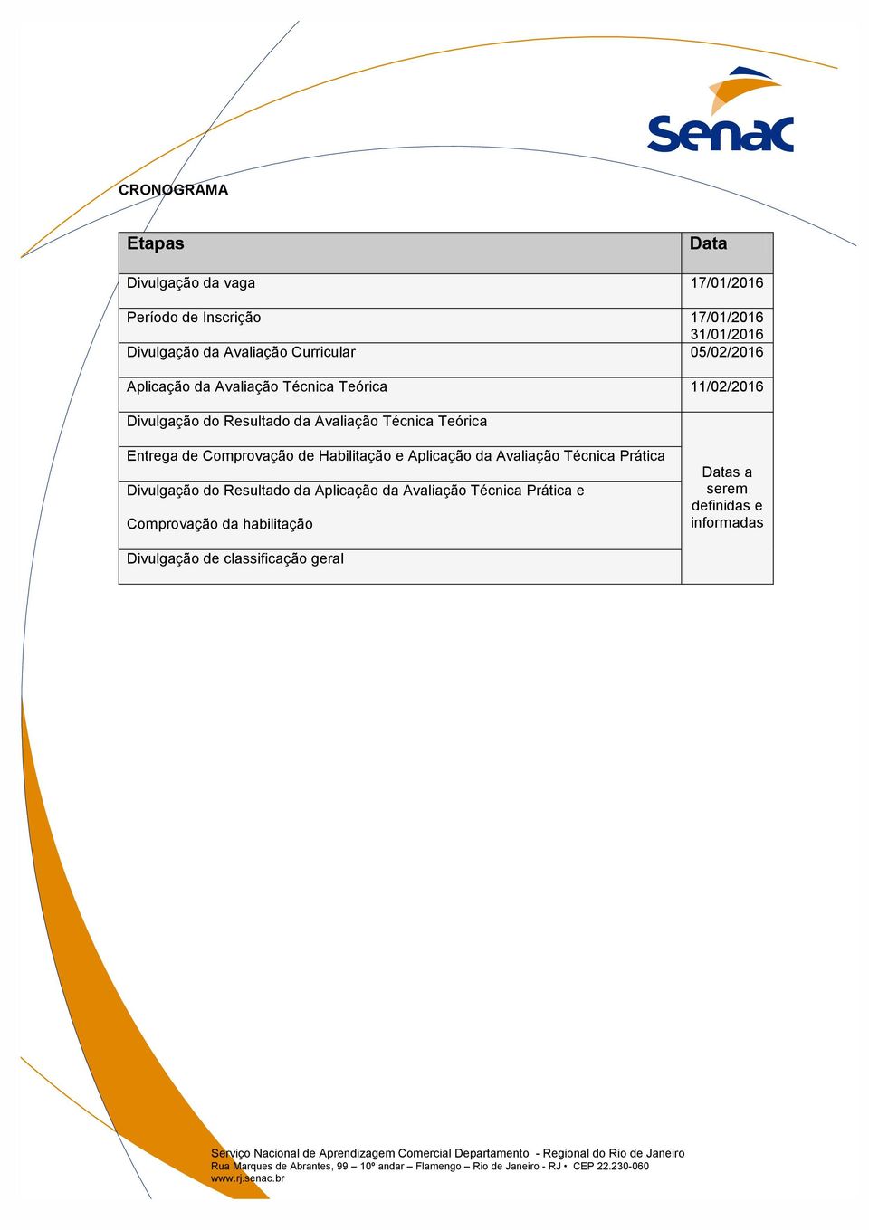 Teórica Entrega de Comprovação de Habilitação e Aplicação da Avaliação Técnica Prática Divulgação do Resultado da