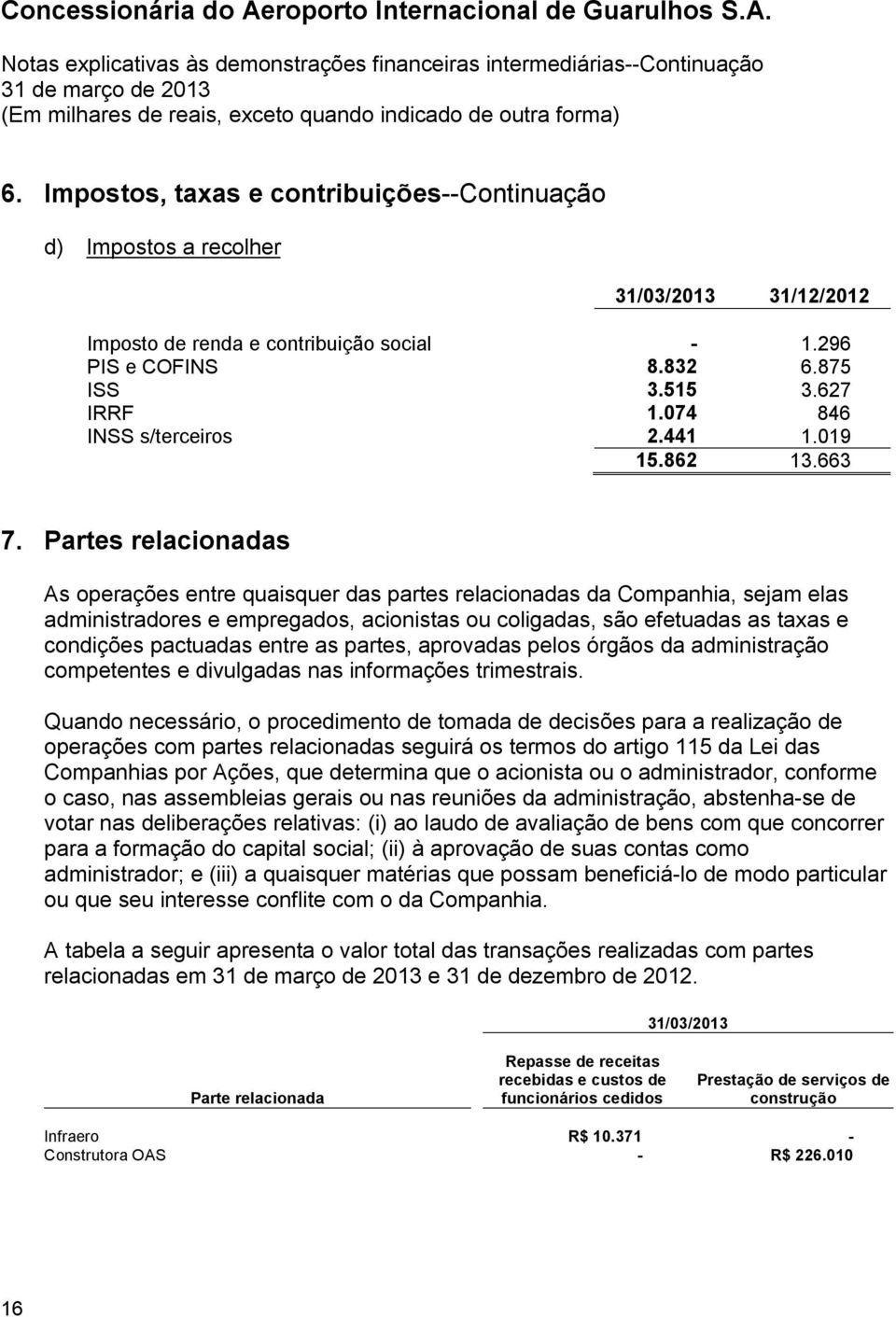 Partes relacionadas As operações entre quaisquer das partes relacionadas da Companhia, sejam elas administradores e empregados, acionistas ou coligadas, são efetuadas as taxas e condições pactuadas