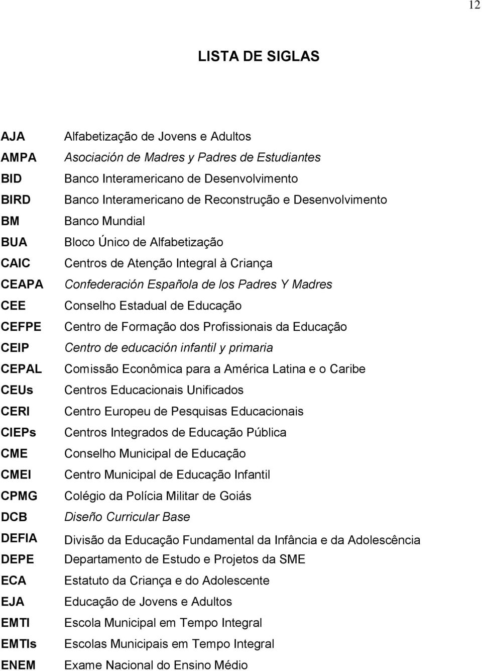 Confederación Española de los Padres Y Madres Conselho Estadual de Educação Centro de Formação dos Profissionais da Educação Centro de educación infantil y primaria Comissão Econômica para a América