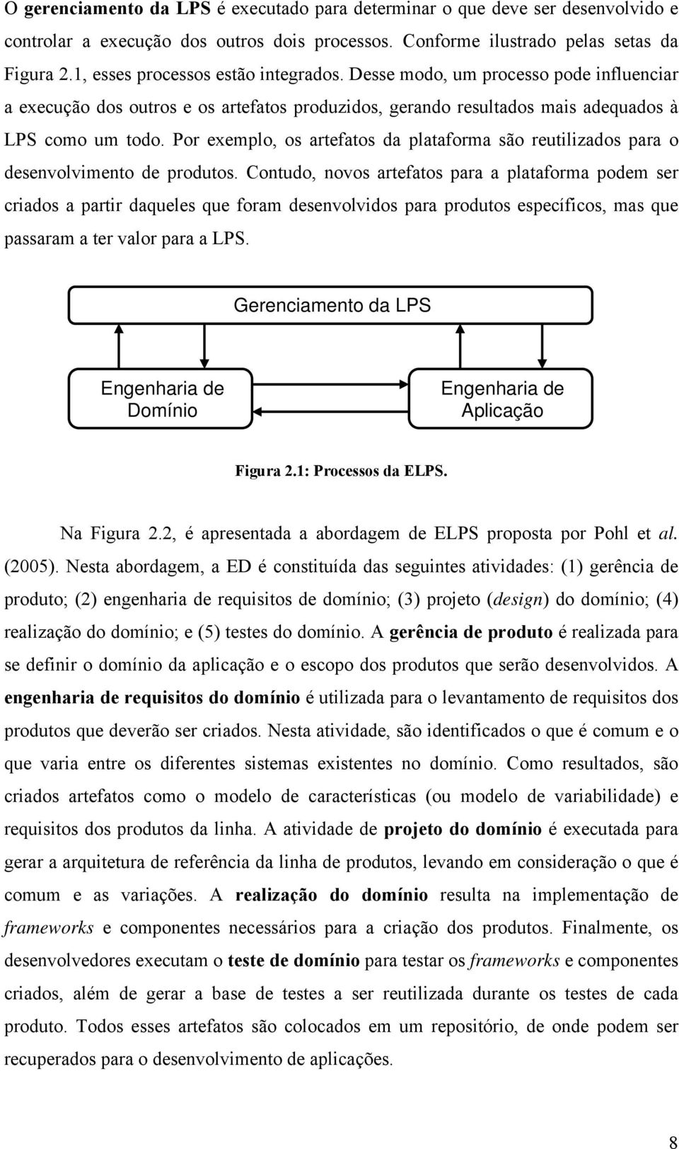 Por exemplo, os artefatos da plataforma são reutilizados para o desenvolvimento de produtos.