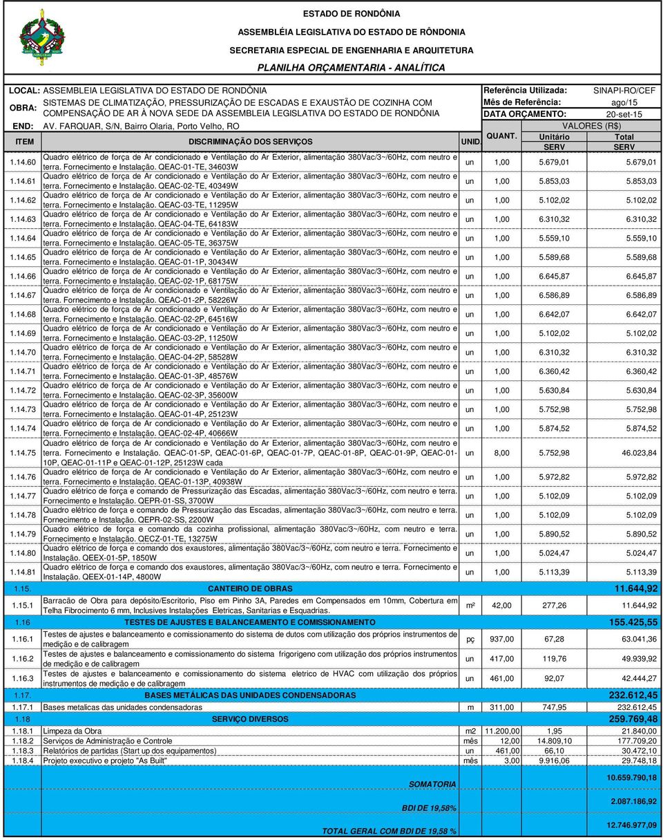 559,10 5.559,10 1.14.65 terra. Fornecimento e QEAC-01-1P, 30434W un 1,00 5.589,68 5.589,68 1.14.66 terra. Fornecimento e QEAC-02-1P, 68175W un 1,00 6.645,87 6.645,87 1.14.67 terra.
