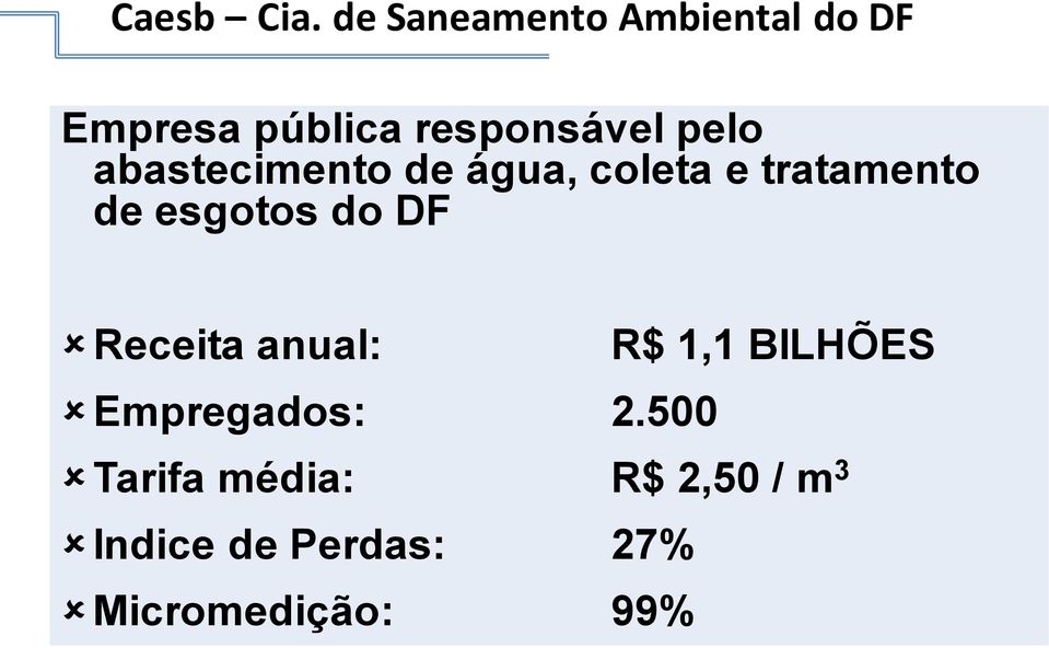 abastecimento de água, coleta e tratamento de esgotos do DF