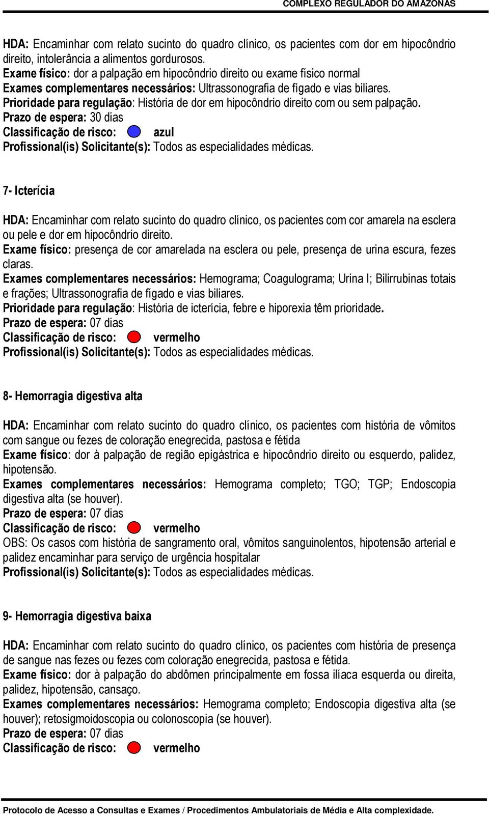 Prioridade para regulação: História de dor em hipocôndrio direito com ou sem palpação.