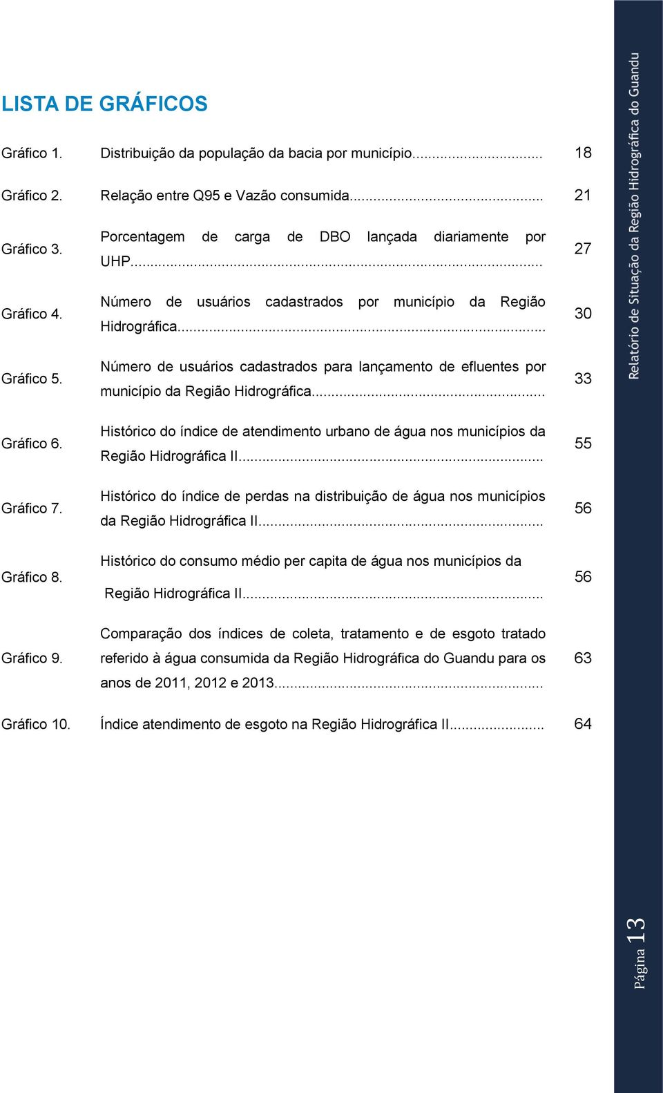 Número de usuários cadastrados para lançamento de efluentes por município da Região Hidrográfica... 33 Gráfico 6.