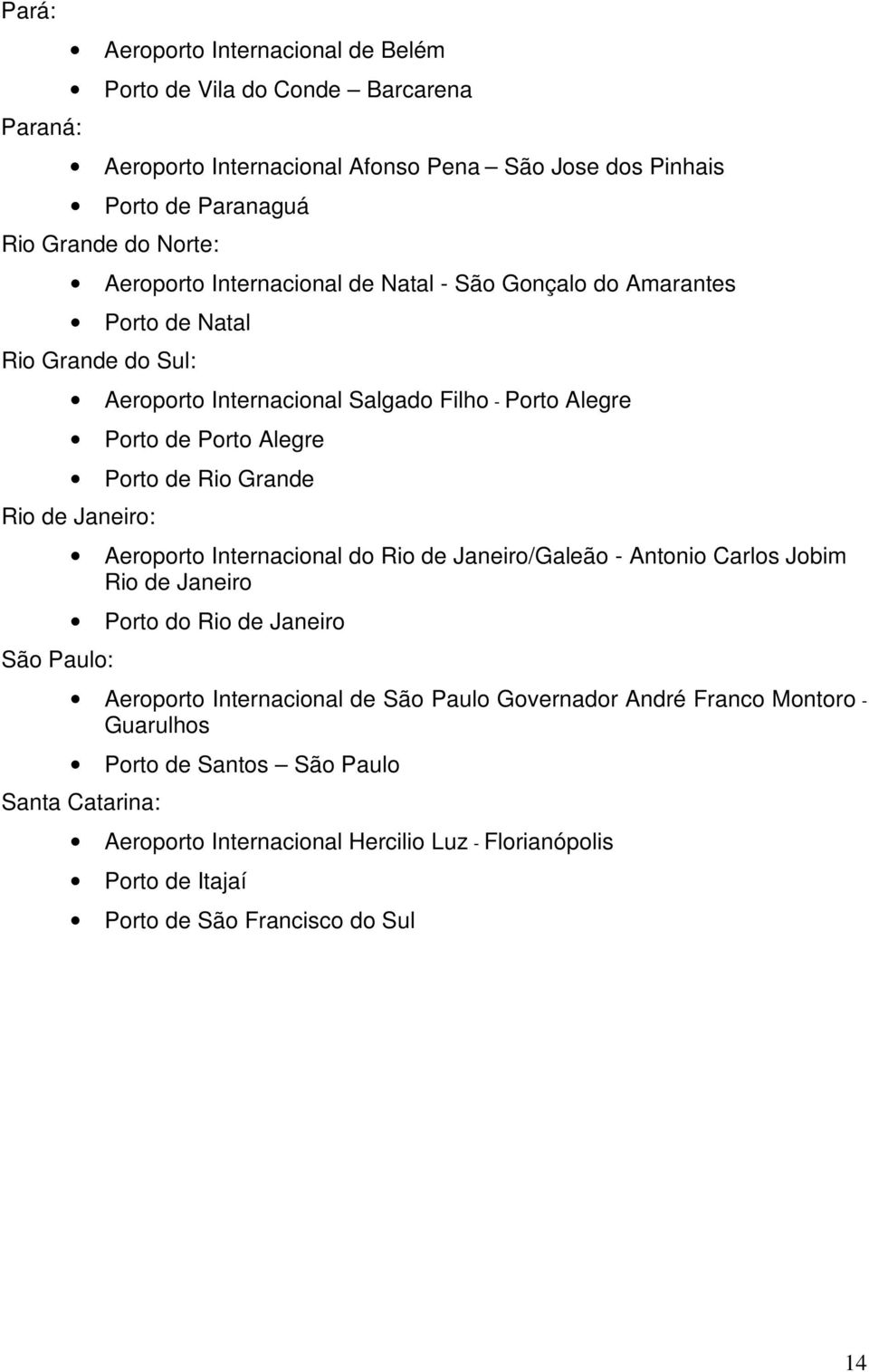 Grande Rio de Janeiro: São Paulo: Aeroporto Internacional do Rio de Janeiro/Galeão - Antonio Carlos Jobim Rio de Janeiro Porto do Rio de Janeiro Aeroporto Internacional de São Paulo