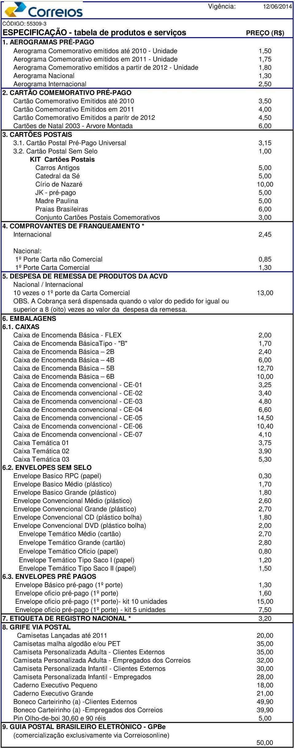 Nacional 1,30 Aerograma Internacional 2,50 2.