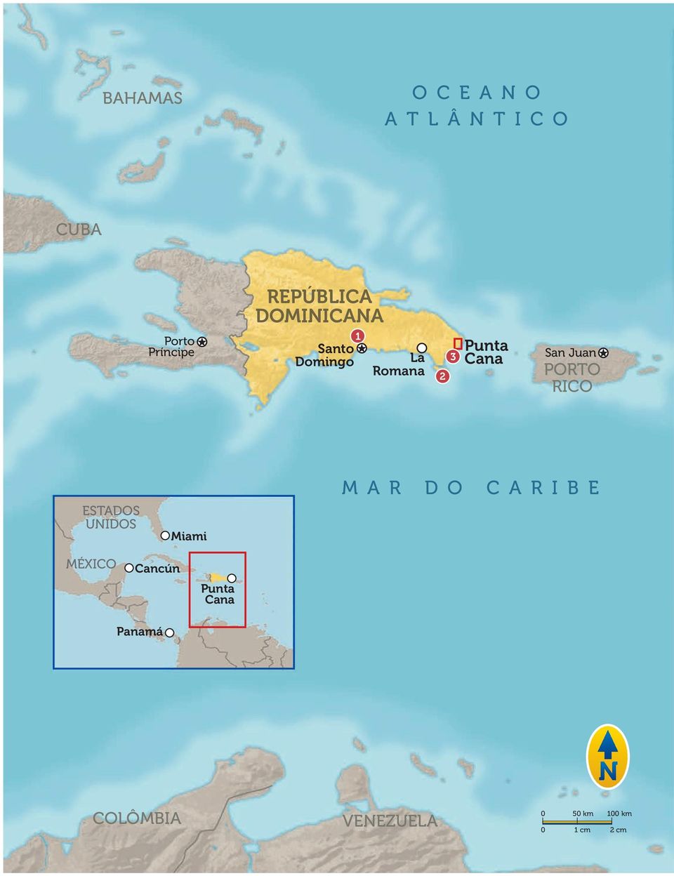 PORTO RICO ESTADOS UNIDOS Miami MAR DO CARIBE MÉXICO Cancún