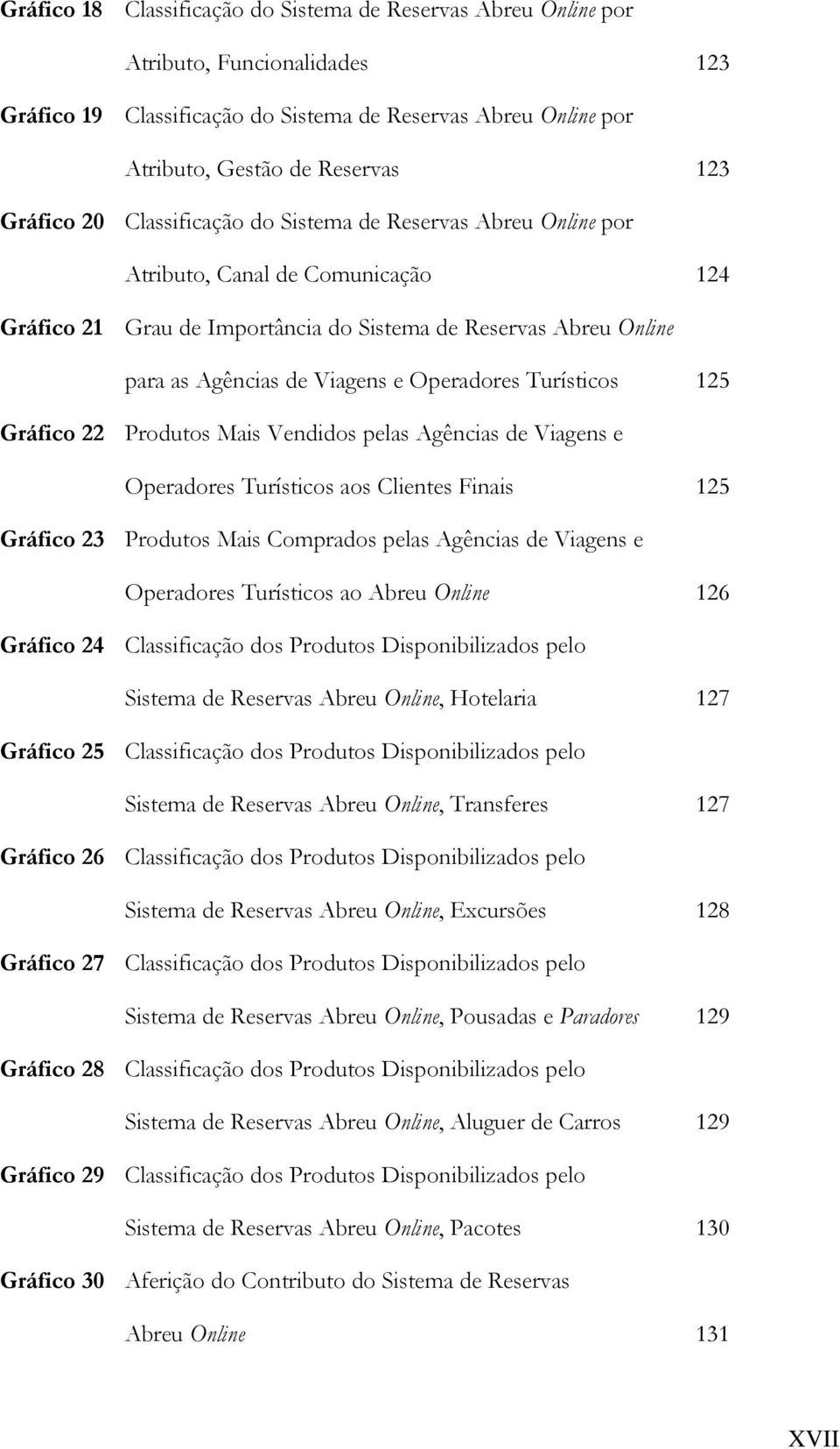 Operadores Turísticos 125 Gráfico 22 Produtos Mais Vendidos pelas Agências de Viagens e Operadores Turísticos aos Clientes Finais 125 Gráfico 23 Produtos Mais Comprados pelas Agências de Viagens e