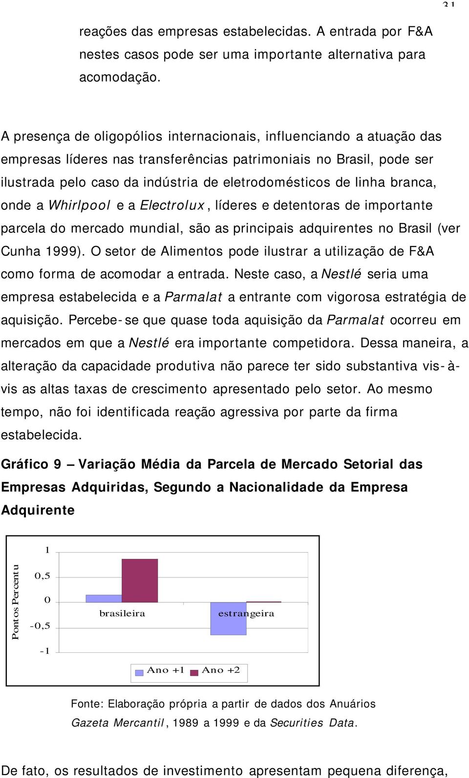 linha branca, onde a Whirlpool e a Electrolux, líderes e detentoras de importante parcela do mercado mundial, são as principais adquirentes no Brasil (ver Cunha 1999).