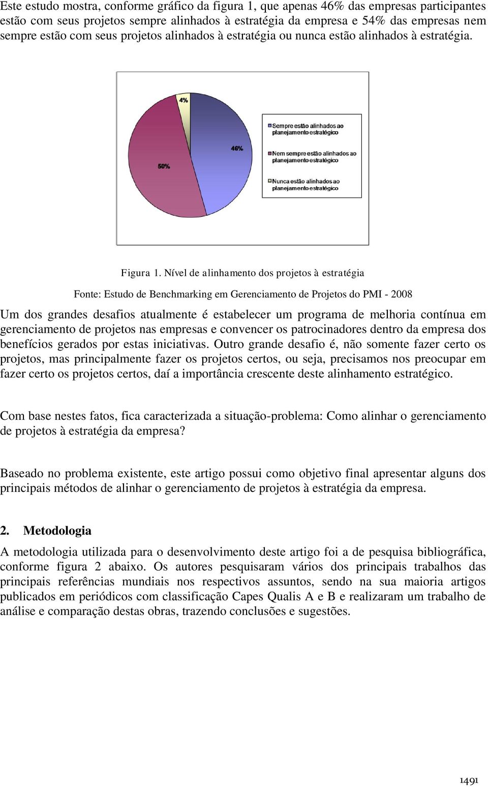 Nível de alinhamento dos à estratégia Fonte: Estudo de Benchmarking em Gerenciamento de Projetos do PMI - 2008 Um dos grandes desafios atualmente é estabelecer um programa de melhoria contínua em