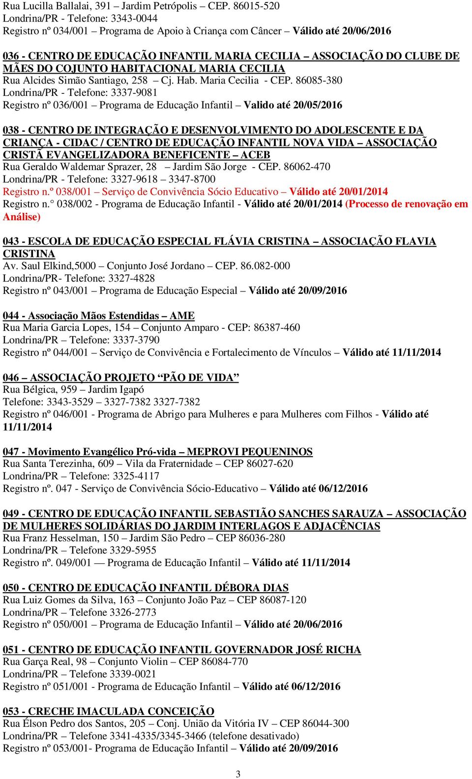 MÃES DO COJUNTO HABITACIONAL MARIA CECILIA Rua Alcides Simão Santiago, 258 Cj. Hab. Maria Cecilia - CEP.