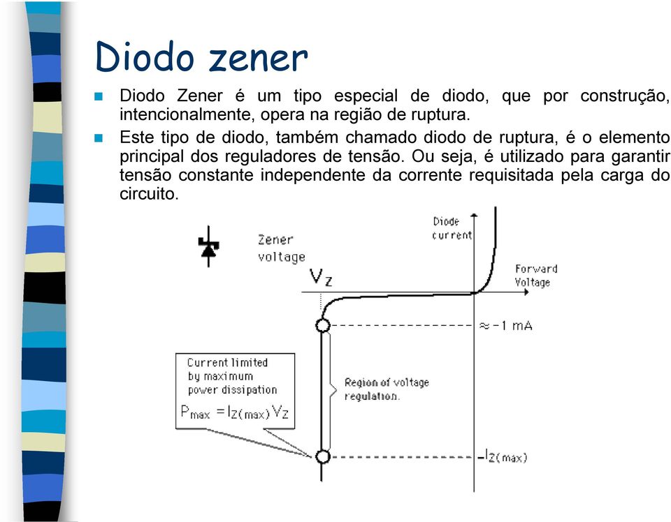 Este tipo de diodo, também chamado diodo de ruptura, é o elemento principal dos