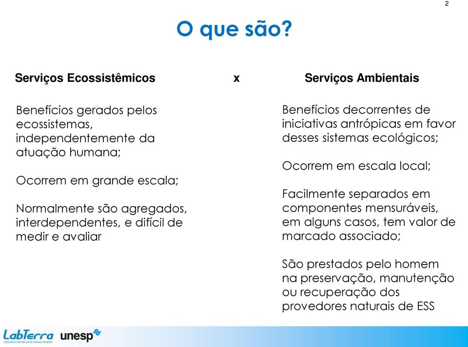 grande escala; Normalmente são agregados, interdependentes, e difícil de medir e avaliar Benefícios decorrentes de iniciativas