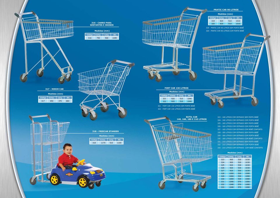 1100 SUTIL CAR 140, 160, 180 E 210 LITROS 323-140 LITROS COM ESTRADO SEM PORTA BEBÊ 324-140 LITROS COM ESTRADO COM PORTA BEBÊ 325-160 LITROS COM ESTRADO SEM PORTA BEBÊ 326-160 LITROS COM ESTRADO COM