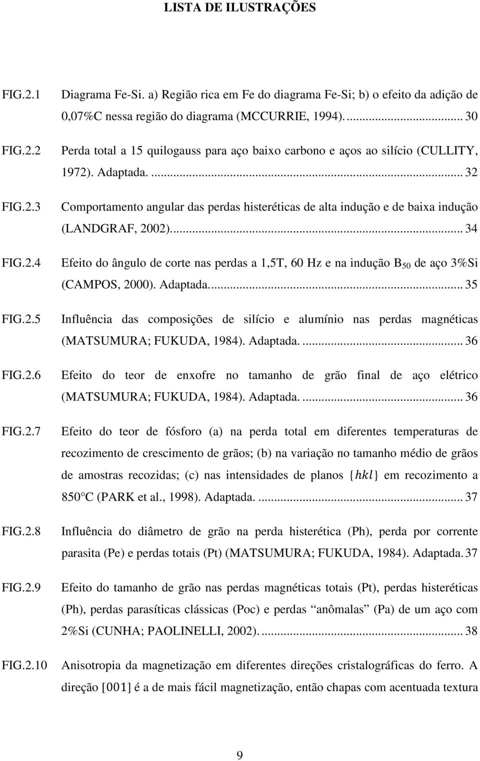 ... 30 Perda total a 15 quilogauss para aço baixo carbono e aços ao silício (CULLITY, 1972). Adaptada.