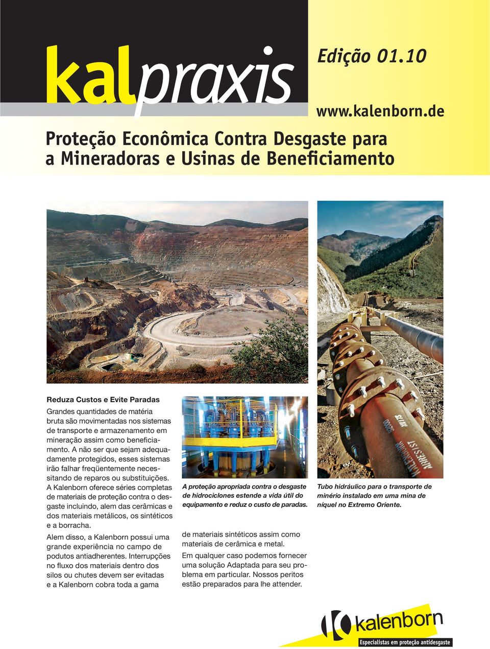 armazenamento em mineração assim como beneficiamento. A não ser que sejam adequadamente protegidos, esses sistemas irão falhar freqüentemente necessitando de reparos ou substituições.