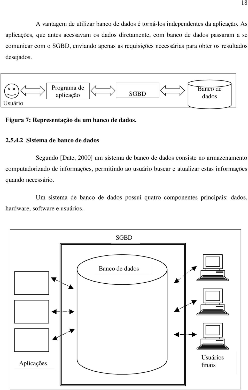 desejados. Usuário Programa de aplicação SGBD Banco de dados Figura 7: Representação de um banco de dados. 2.5.4.