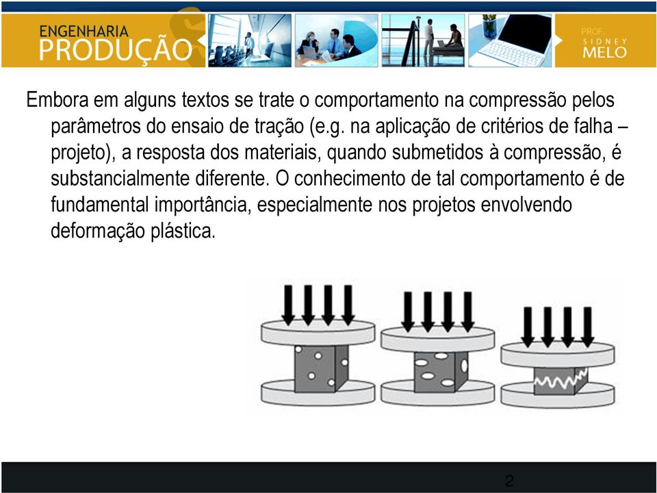 na aplicação de critérios de falha projeto), a resposta dos materiais, quando submetidos à