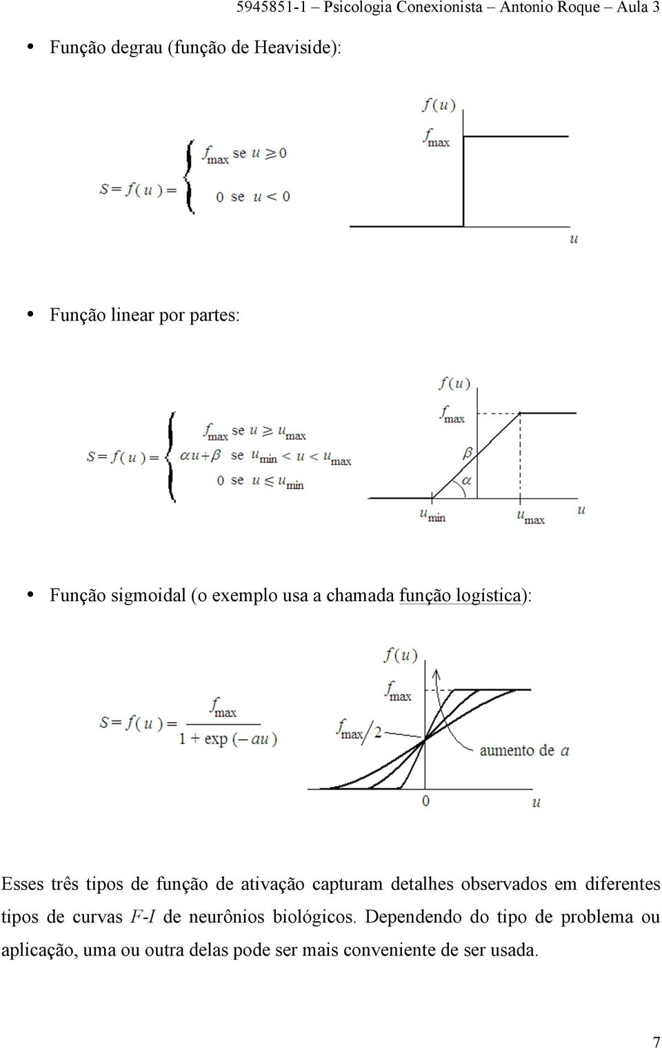 função de ativação capturam detalhes observados em diferentes tipos de curvas F-I de neurônios