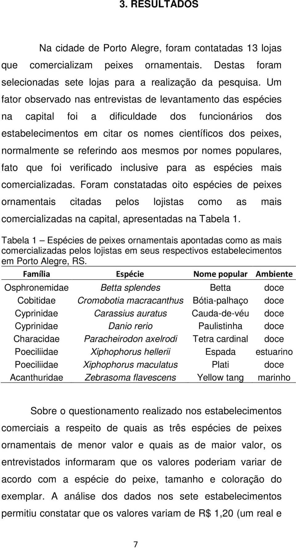 aos mesmos por nomes populares, fato que foi verificado inclusive para as espécies mais comercializadas.