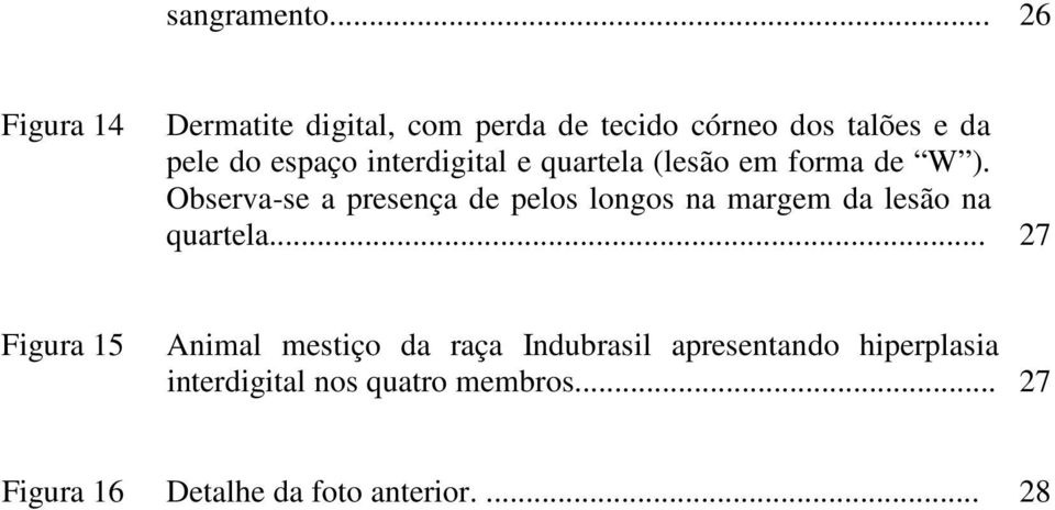 interdigital e quartela (lesão em forma de W ).