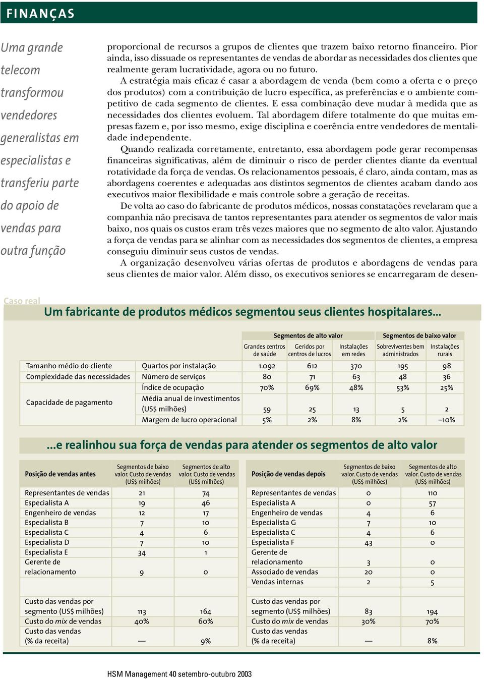 A estratégia mais eficaz é casar a abordagem de venda (bem como a oferta e o preço dos produtos) com a contribuição de lucro específica, as preferências e o ambiente competitivo de cada segmento de