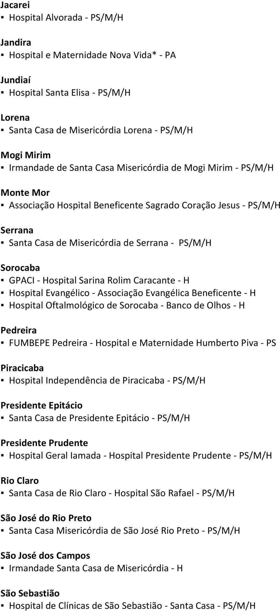 Sarina Rolim Caracante - H Hospital Evangélico - Associação Evangélica Beneficente - H Hospital Oftalmológico de Sorocaba - Banco de Olhos - H Pedreira FUMBEPE Pedreira - Hospital e Maternidade