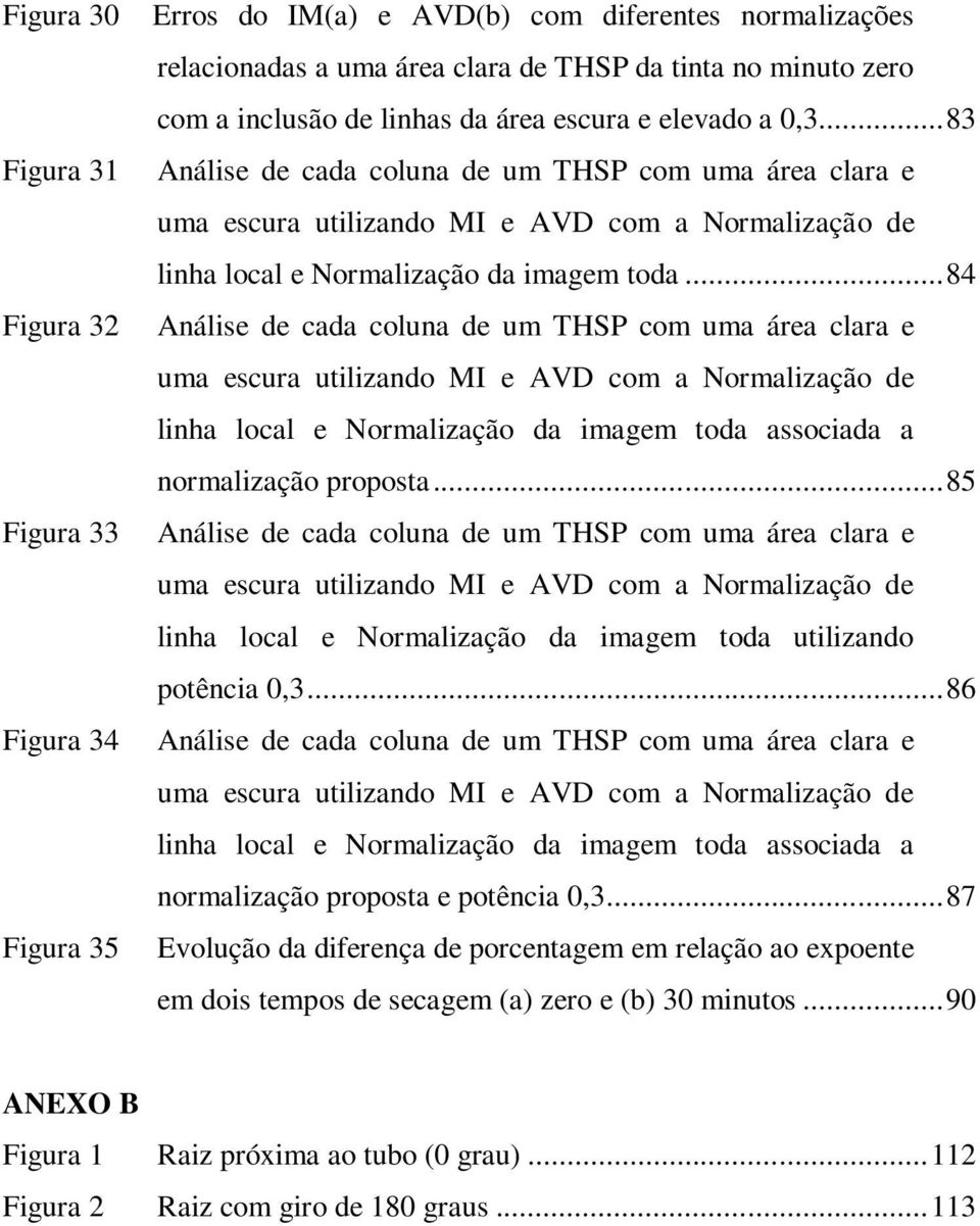 .. 84 Análise de cada coluna de um THSP com uma área clara e uma escura utilizando MI e AVD com a Normalização de linha local e Normalização da imagem toda associada a normalização proposta.