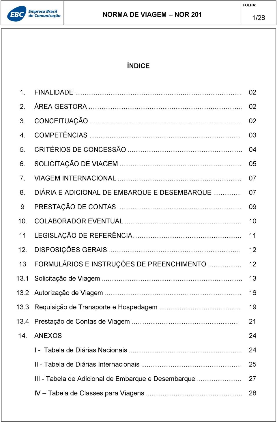 .. 12 13 FORMULÁRIOS E INSTRUÇÕES DE PREENCHIMENTO... 12 13.1 Solicitação de Viagem... 13 13.2 Autorização de Viagem... 16 13.3 Requisição de Transporte e Hospedagem... 19 13.