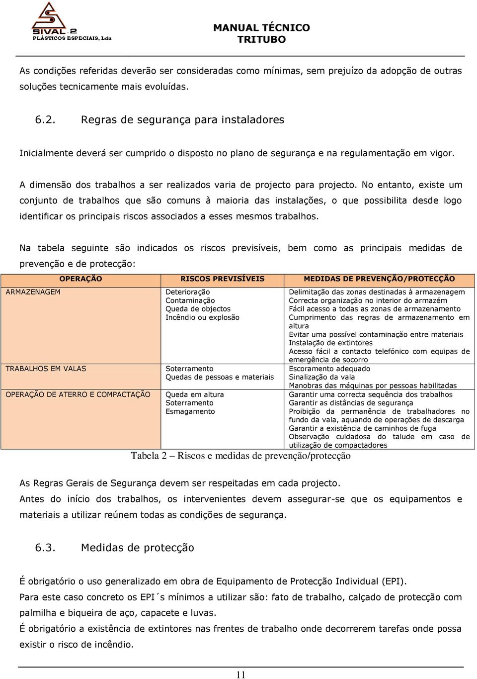 A dimensão dos trabalhos a ser realizados varia de projecto para projecto.