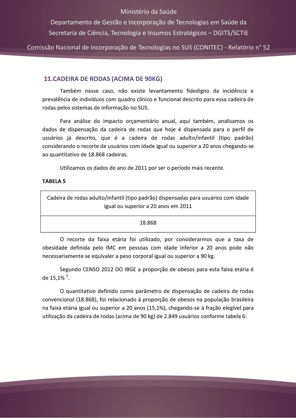 Para análise do impacto orçamentário anual, aqui também, analisamos os dados de dispensação da cadeira de rodas que hoje é dispensada para o perfil de usuários já descrito, que é a cadeira de rodas