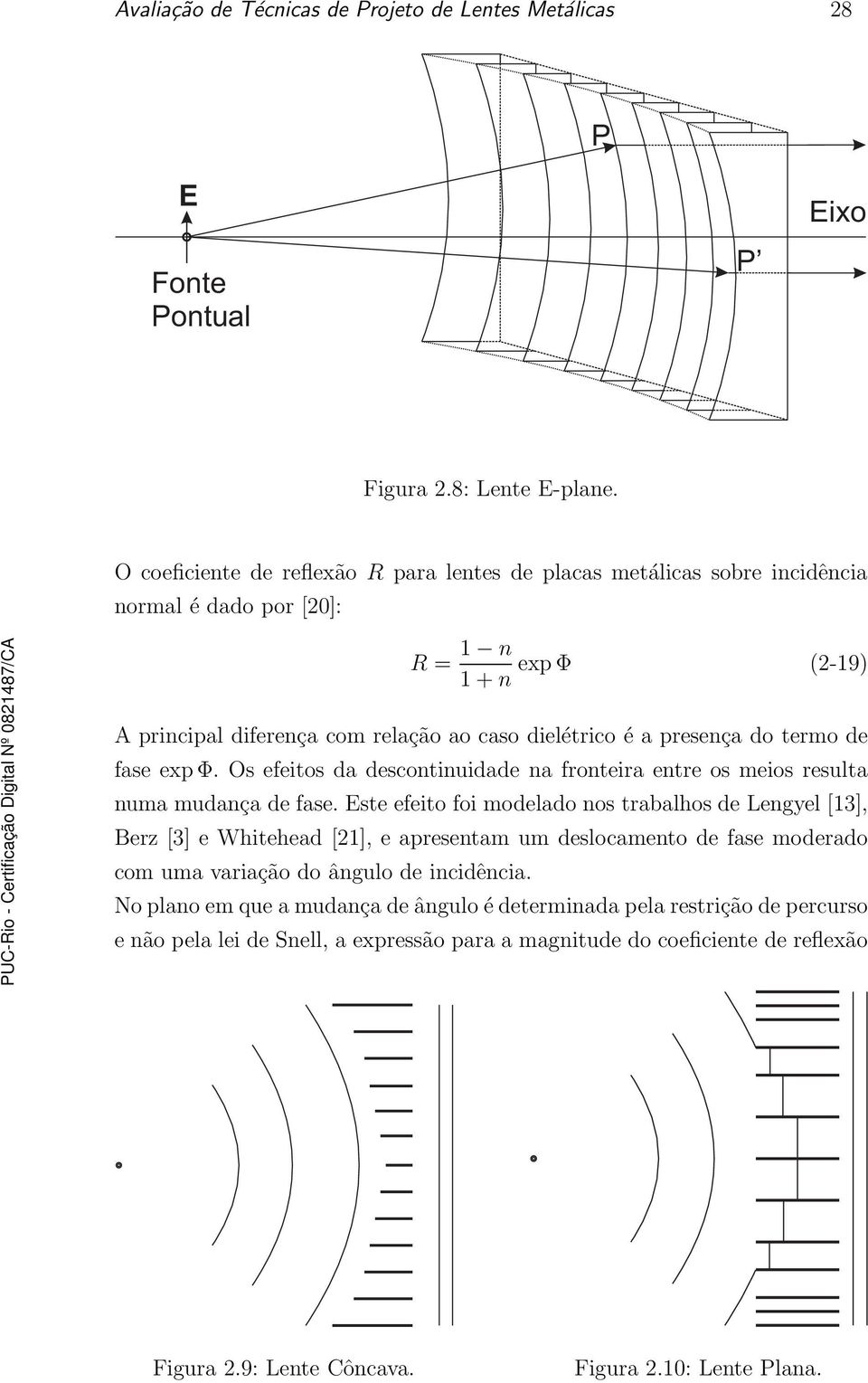 termo de fase exp Φ. Os efeitos da descontinuidade na fronteira entre os meios resulta numa mudança de fase.