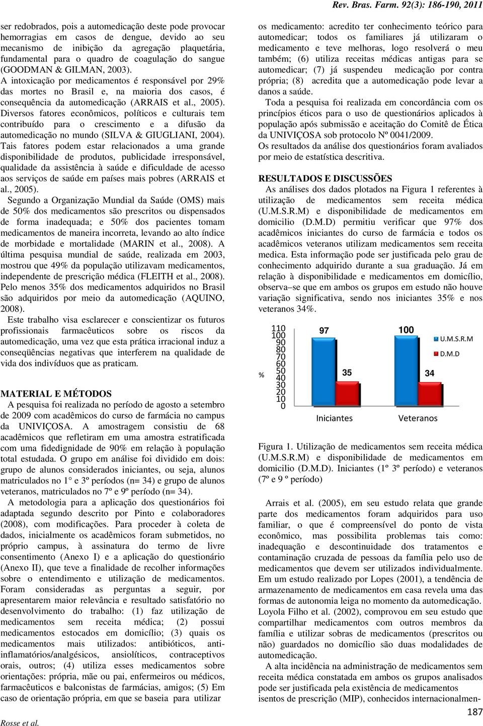 coagulação do sangue (GOODMAN & GILMAN, 3). A intoxicação por medicamentos é responsável por 29 das mortes no Brasil e, na maioria dos casos, é consequência da automedicação (ARRAIS et al., 5).