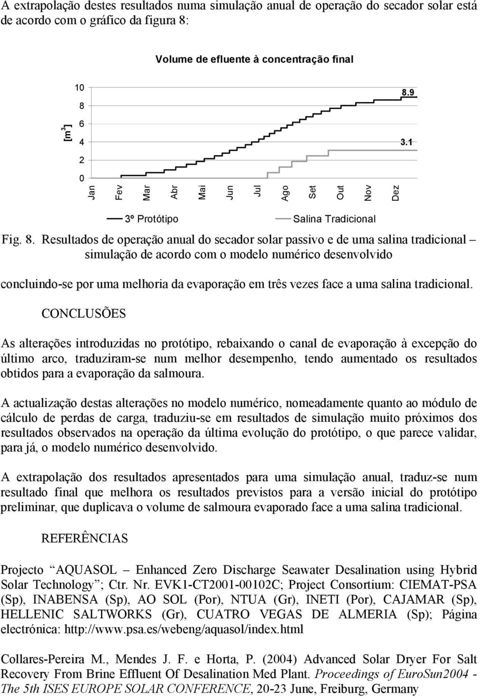 Resultados de operação anual do secador solar passivo e de uma salina tradicional simulação de acordo com o modelo numérico desenvolvido concluindo-se por uma melhoria da evaporação em três vezes