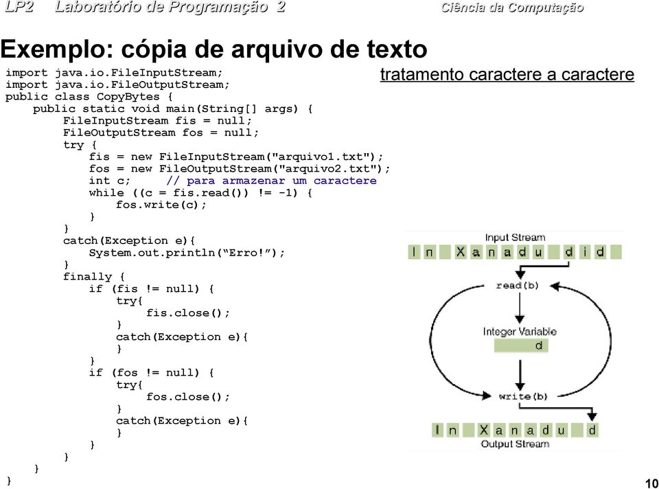 fileoutputstream; public class CopyBytes { public static void main(string[] args) { FileInputStream fis = null; FileOutputStream fos