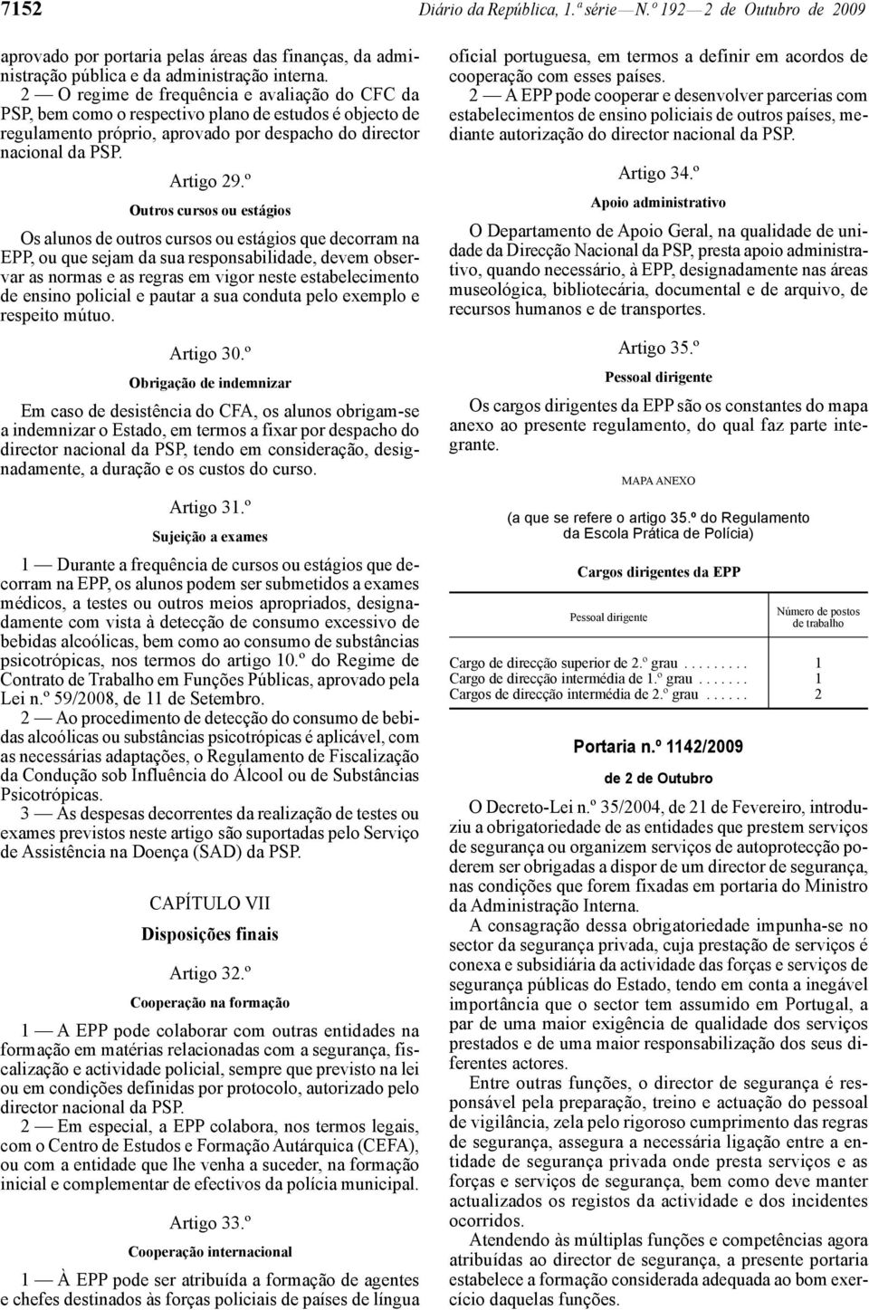 º Outros cursos ou estágios Os alunos de outros cursos ou estágios que decorram na EPP, ou que sejam da sua responsabilidade, devem observar as normas e as regras em vigor neste estabelecimento de