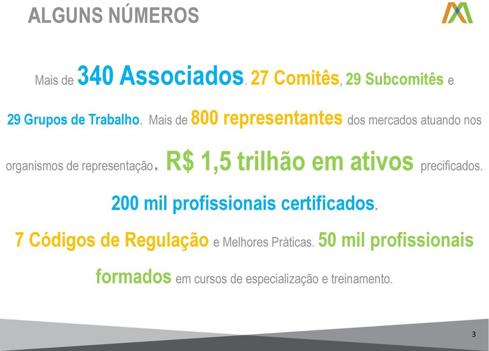 R$ 1,5 trilhão em ativos precificados. 200 mil profissionais certificados.