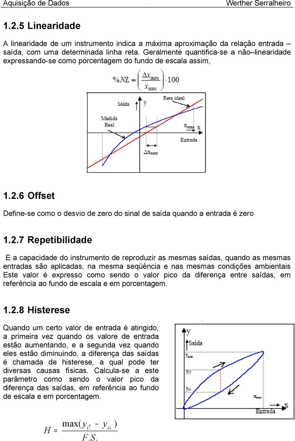 6 Offset Define-se como o desvio de zero do sinal de saída quando a entrada é zero 1.2.