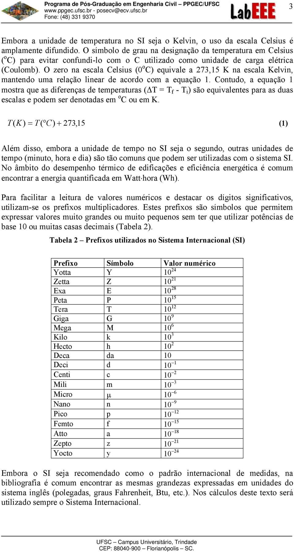 O zero na escala Celsus ( o C) equvale a 73,5 K na escala Kelvn, mantendo uma relação lnear de acordo com a equação.