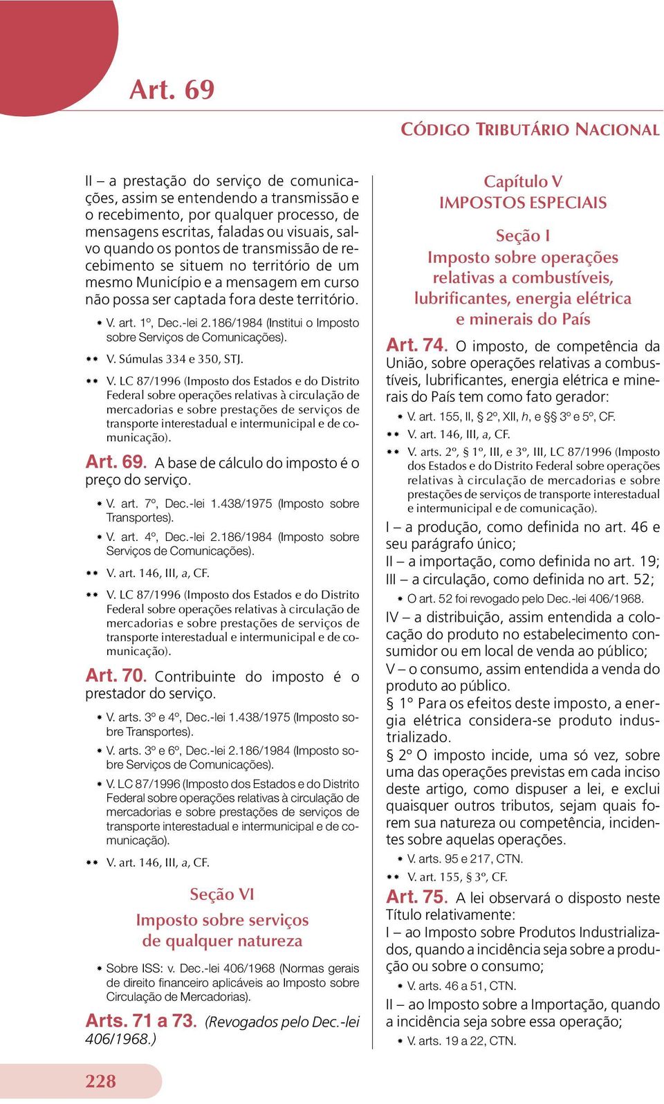 186/1984 (Institui o Imposto sobre Serviços de Comunicações). V.