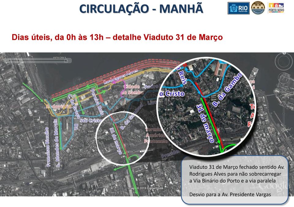 Av. Rodrigues Alves para não sobrecarregar a Via Binário