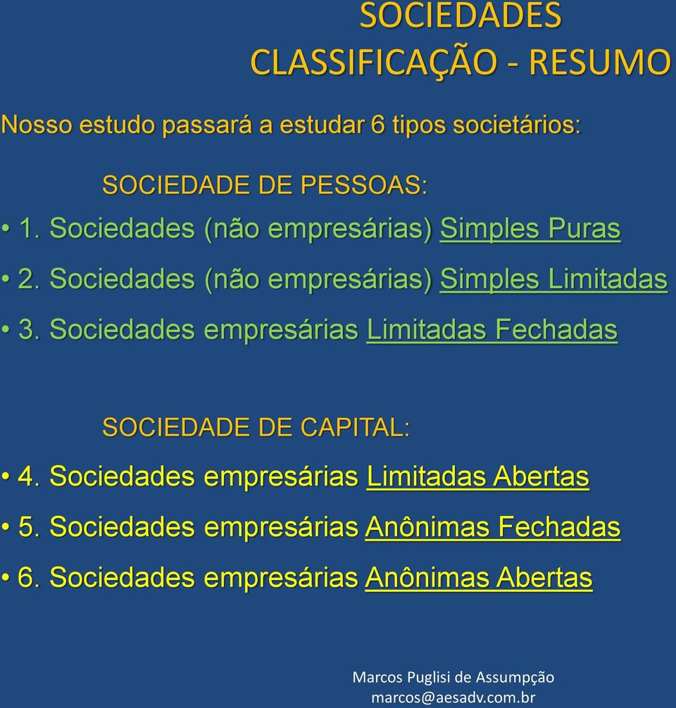 Sociedades (não empresárias) Simples Limitadas 3.