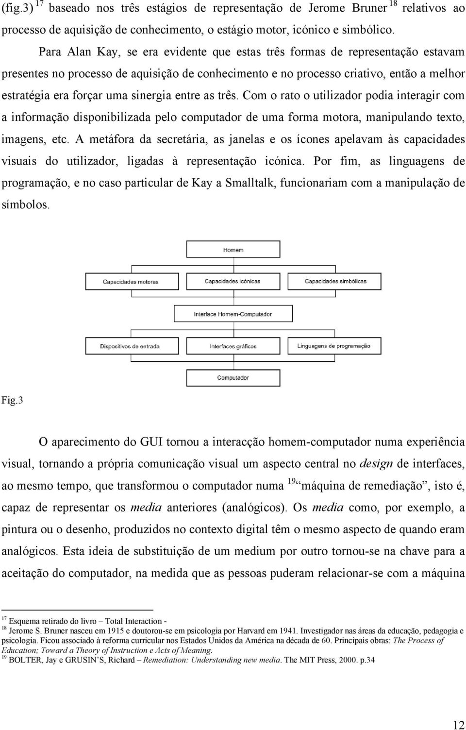 sinergia entre as três. Com o rato o utilizador podia interagir com a informação disponibilizada pelo computador de uma forma motora, manipulando texto, imagens, etc.