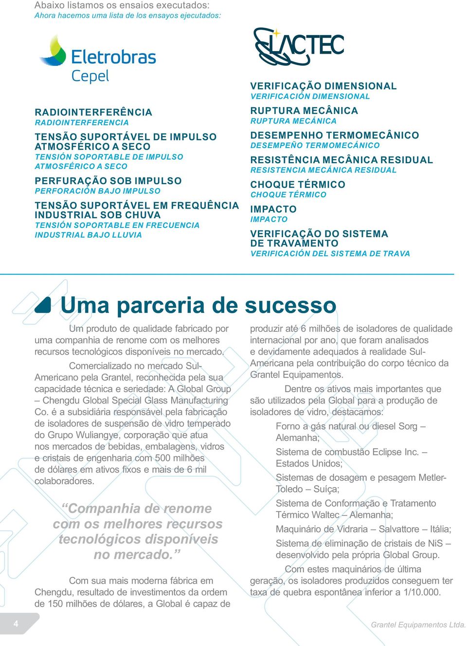 DIMENSIONAL VERIFICACIÓN DIMENSIONAL RUPTURA MECÂNICA RUPTURA MECÁNICA DESEMPENHO TERMOMECÂNICO DESEMPEÑO TERMOMECÁNICO RESISTÊNCIA MECÂNICA RESIDUAL RESISTENCIA MECÁNICA RESIDUAL CHOQUE TÉRMICO